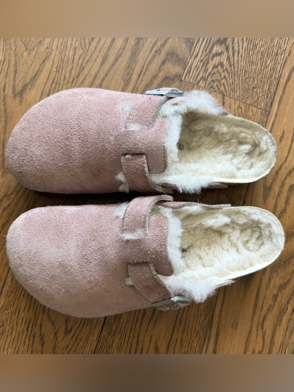Birkenstock Boston Genuine Shearling Lined Clog Pink Clay Suede 7-7.5 US/EU 38